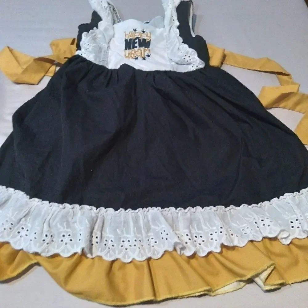 HAND MADE girls "happy new year dress" size 6-7 - Picture 2 of 6